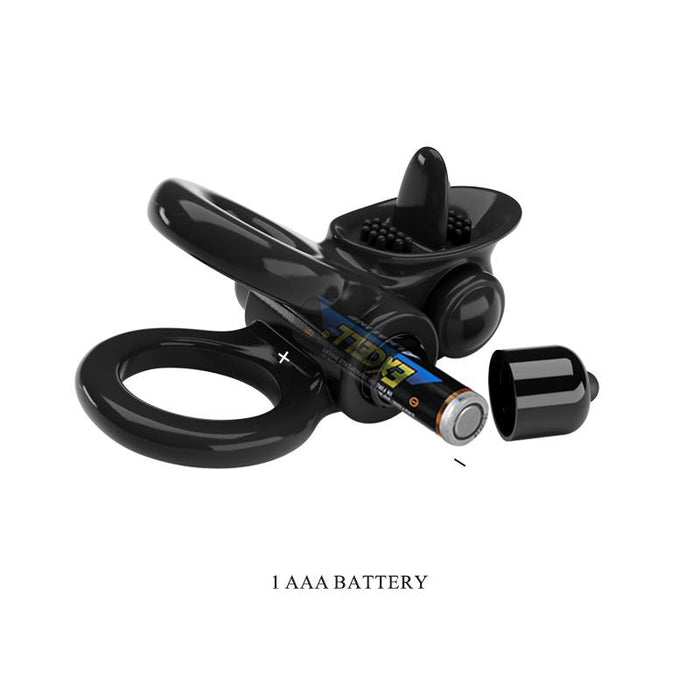 Pretty Love - Passionate Ring Doble Anillo Vibrador + Estimulador Clítoris Negro