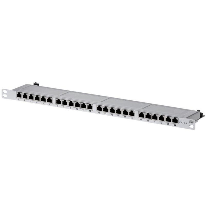 Patch Panel Helos Cat 6a 19 "0.5u 24 Puertos Gris Claro