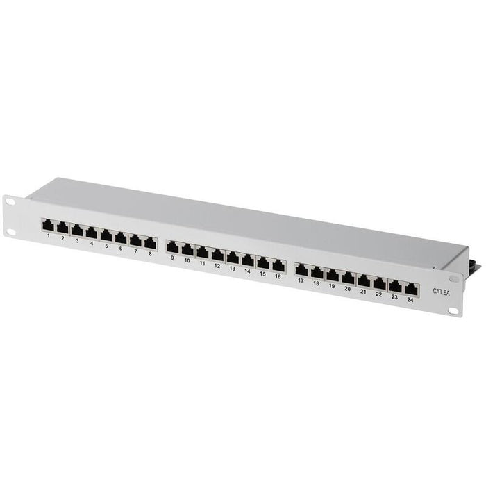 Patch Panel Helos Cat 6a 19 "1u 24 Puertos Gris Claro