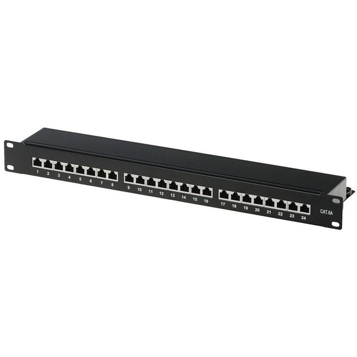 Patch Panel Helos Cat 6a 19 "1u 24 Puertos Negro