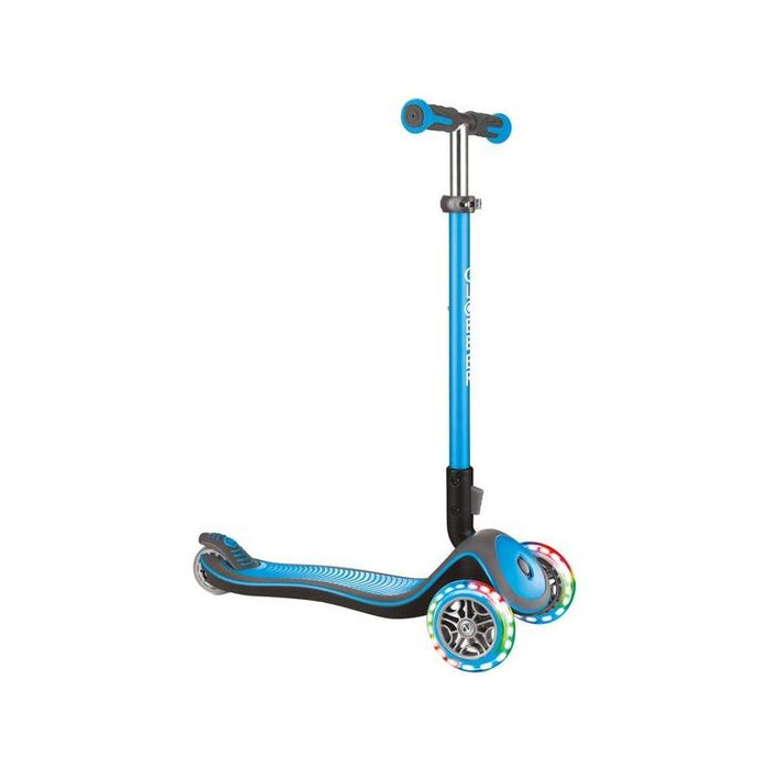 Patinete Globber Elite Deluxe Con Ruedas Iluminadas, Scooter Azul Claro