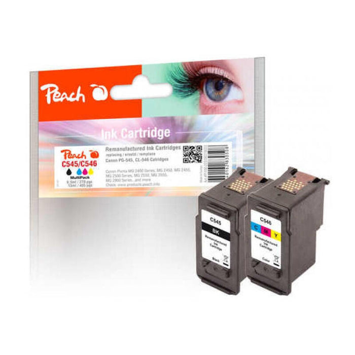 Peach 319023 Compatible Cartucho De Tinta Para Canon C545/C546 Negro, Cian, Magenta, Amarillo