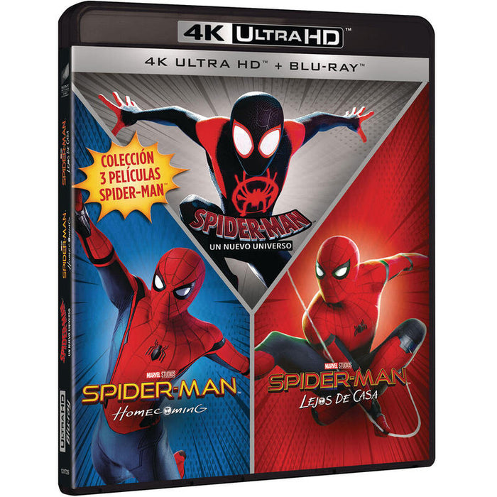 Pelicula Pack Spider-Man (Homecoming - Lejos De Casa - Un Nuevo Universo) (4k Uhd + Blu-Ray) Blu-Ray