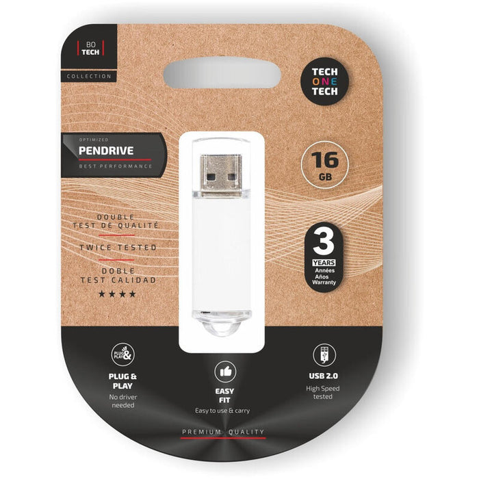 Pendrive 16gb Tech One Tech Basic Usb 2.0 Blanco