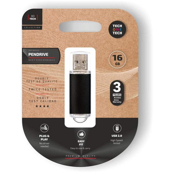 Pendrive 16gb Tech One Tech Basic Usb 2.0 Negro