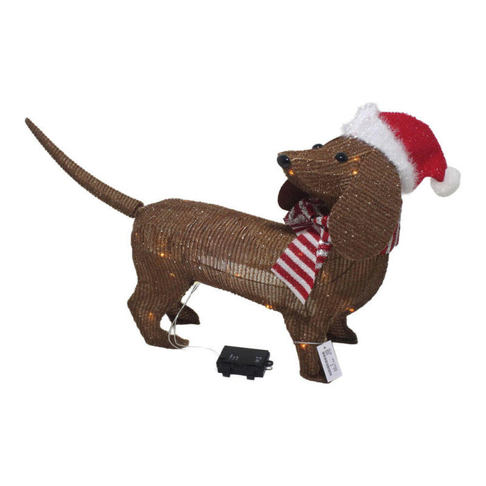 Perro Marrón Con Gorro De Navidad. 40 Led