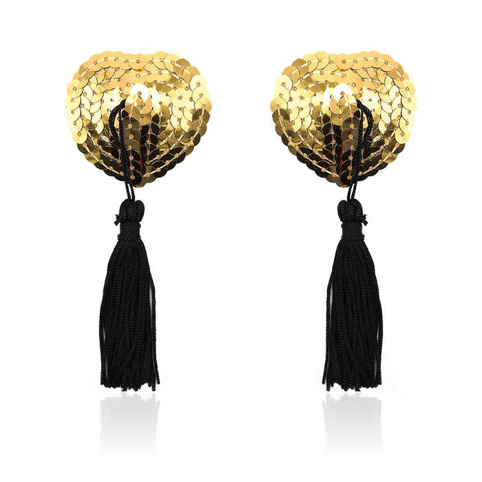 Pezonera De Corazón Con Lentejuelas Doradas