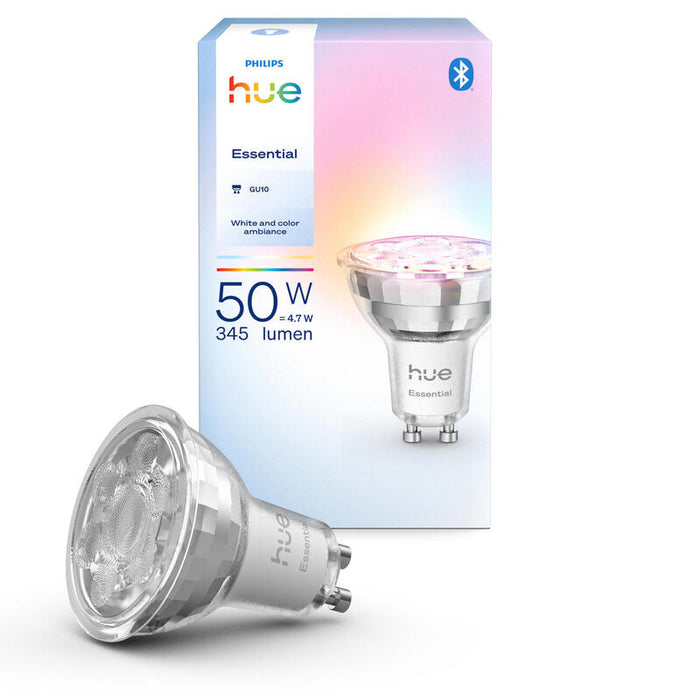 Philips Hue White And Color Ambiance Essential Bombilla De Foco Led Gu10 4.7 W (Equivalente 50 W) Clase F Luz Blanca De Fría A Cálida/Multicolor 2200-6500 K