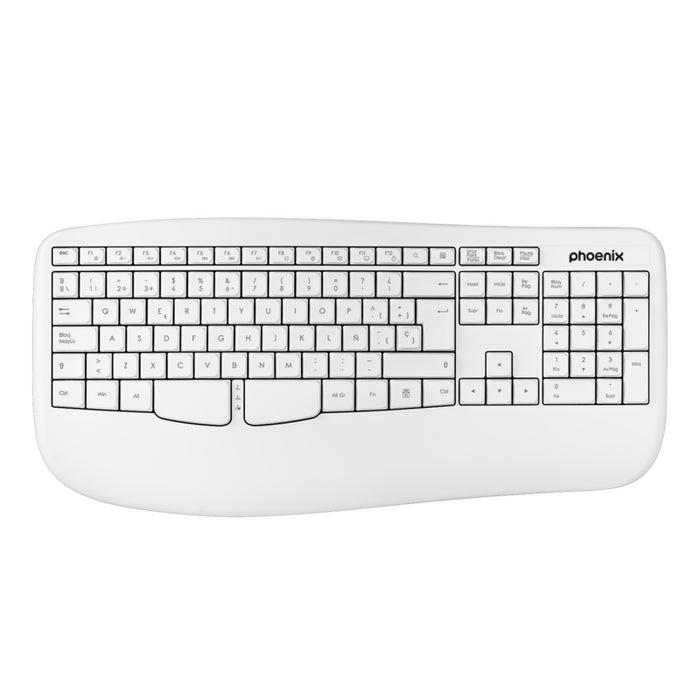 Phoenix K201 Teclado Ergonómico Inalámbrico 2.4ghz Blanco