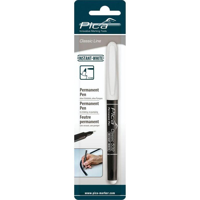 Pica Permanent Marker Instant White, Bullet Tip, 1-2mm  Retail