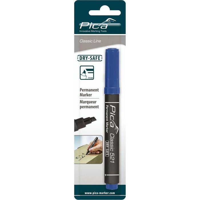 Pica Permanentmarker 2-6mm, Wedge Tip, Blue Retail Packaging