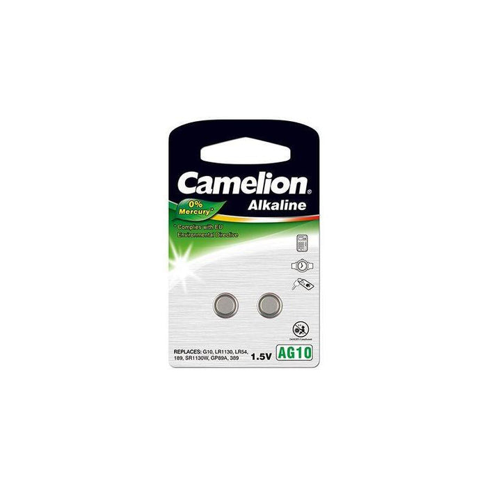 Pilas De Botón Alcalinas Camelion De 1,5 V Lr54 Lr1130 389, Paquete De 2, "Sin Mercurio"