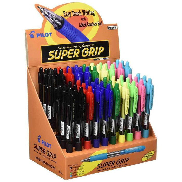 Pilot Bolã­Grafo De Bola Retrã¡Ctil Supergrip - Punta Redonda 1.0mm - Trazo 0.4mm - Tinta De Aceite - Grip Ergonã³mico - Expositor De 60 Unidades