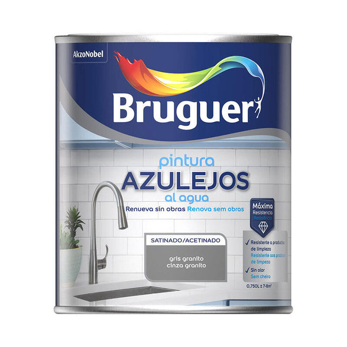Pintura Azulejos Al Agua Satinado Gris Granito 750 Ml