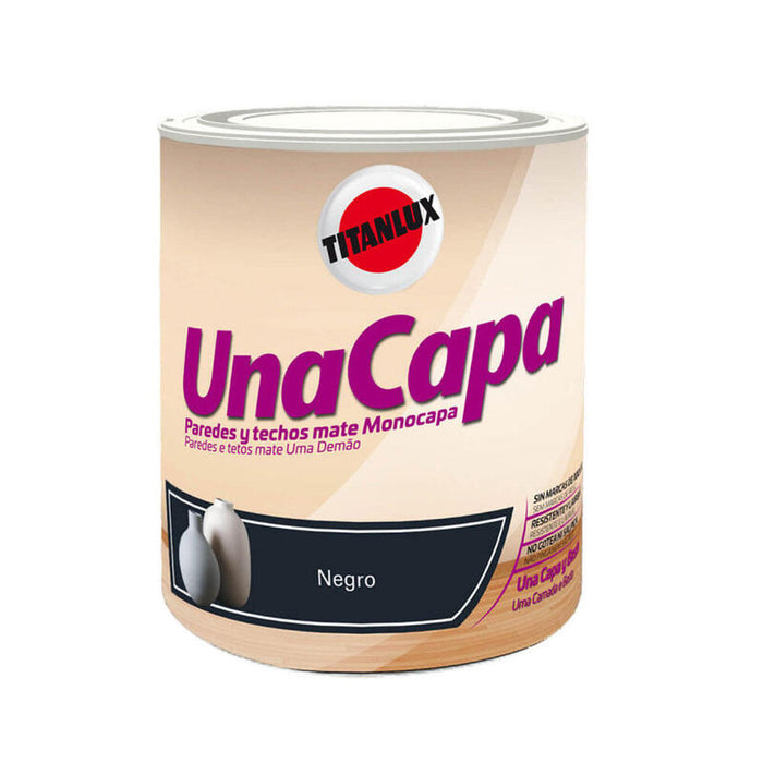 Pintura Plástica Ecológica,Una Capa, Negro 750 Ml