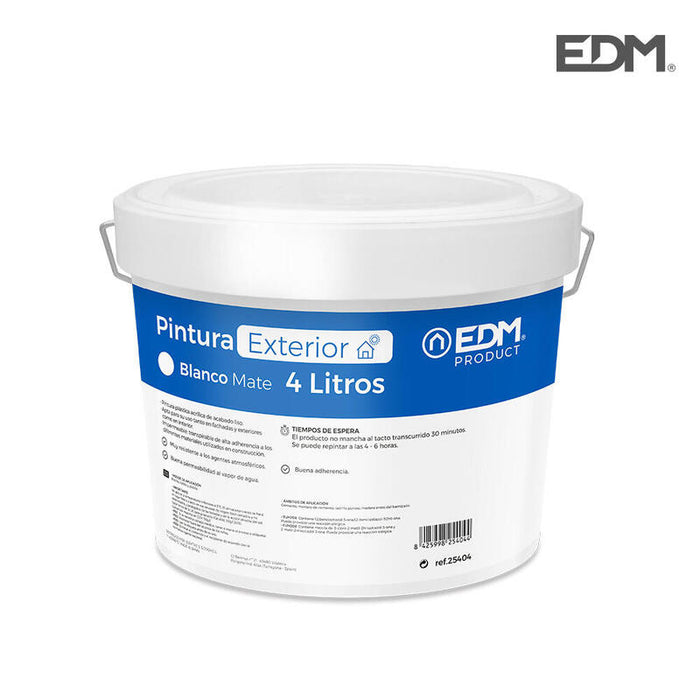 Pintura Plastica Mate Interior/Exterior Blanca 4l Edm