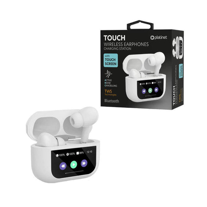 Platinet Auriculares Tws Bluetooth 5.4 Pantallla Tactil Remoto 300mah Blanco Pm1005w