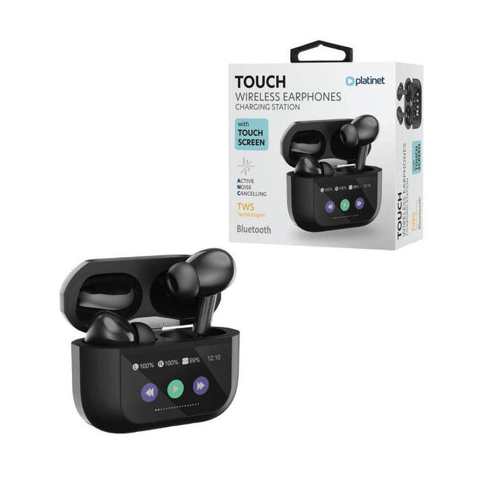 Platinet Auriculares Tws Bluetooth 5.4 Pantallla Tactil Remoto 300mah Negro Pm1005b