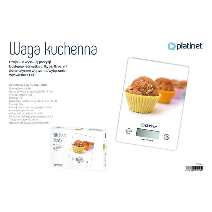 Platinet Bascula De Cocina Digital 7 Kg Muffin