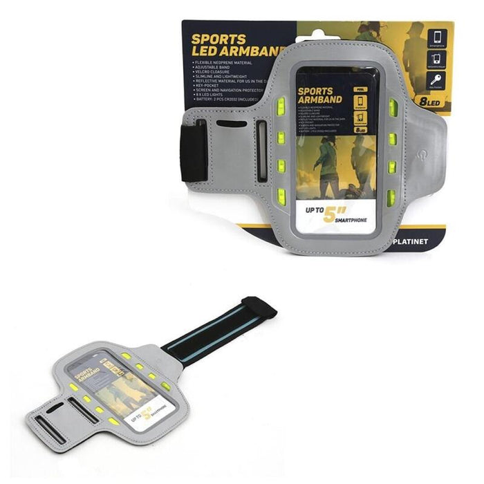 Platinet Brazalete Smartphone Con Luces Led Gris