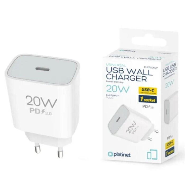 Platinet Cargador De Pared 20w Usb-C Blanco