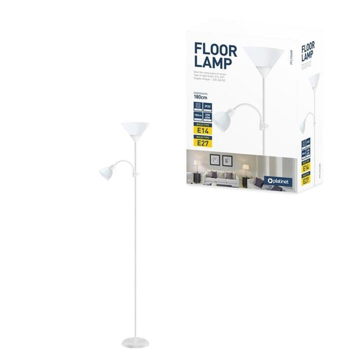 Platinet Lampara De Pie E27+E14 Blanca