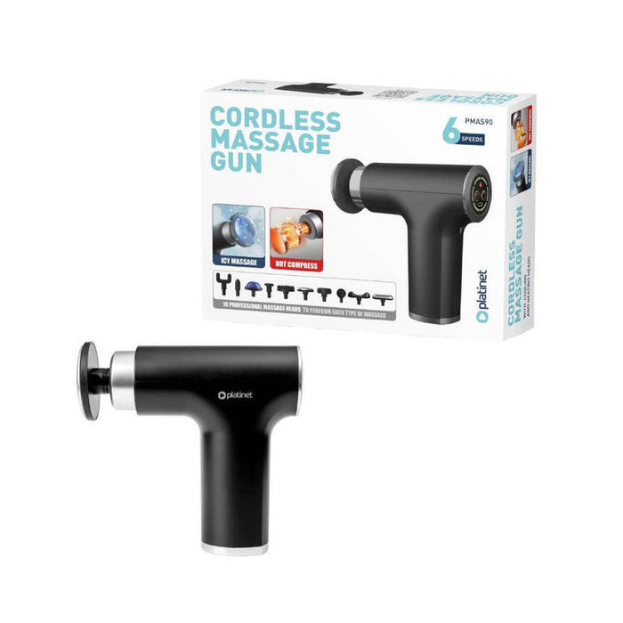 Platinet Pistola Masajeadora 1500mah 2400-3200rpm 10 Cabezales