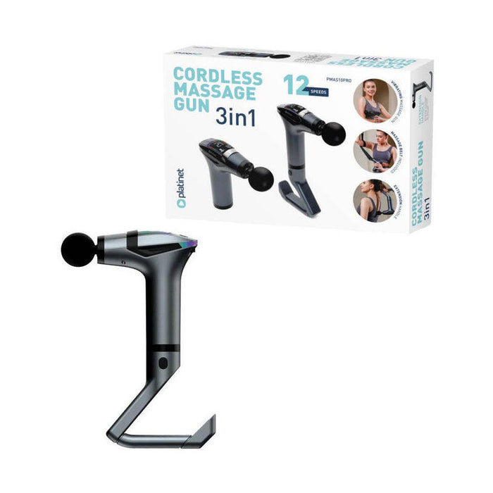 Platinet Pistola Masajeadora 1500mah 2400-3200rpm 4 Cabezales