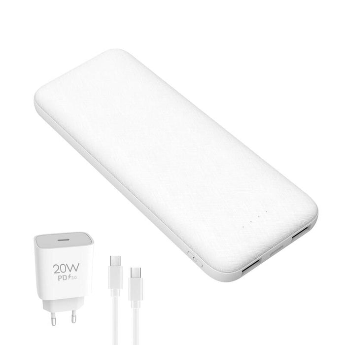 Platinet Powerbank 10000mah + Cargador 20w + Cable Usb-C Blanco