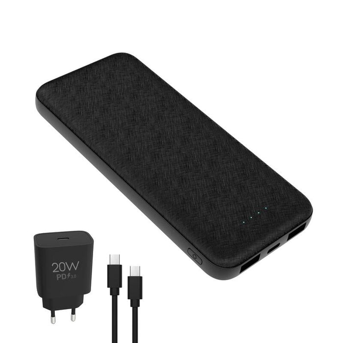 Platinet Powerbank 10000mah + Cargador 20w + Cable Usb-C Negro