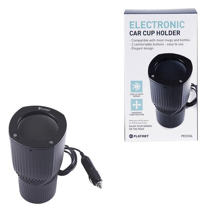 Platinet Soporte Coche Vaso Electrico Caliente/Frio Pech36 Negro