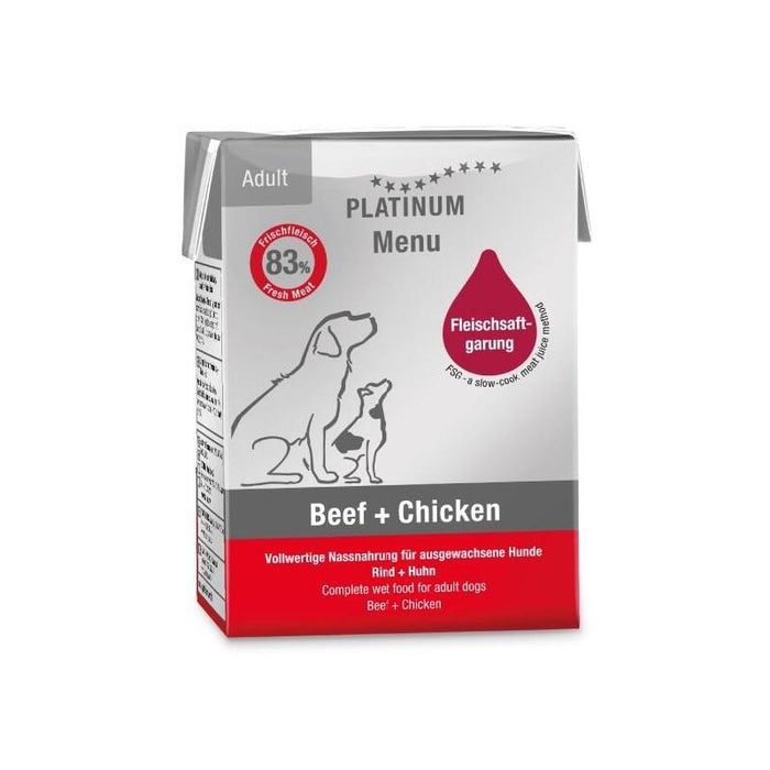 Platinum Menu Adult Beef+Chicken - Comida Húmeda Para Perros - 185g