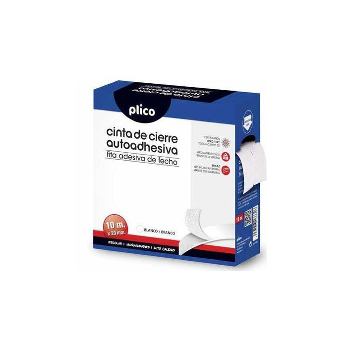 Plico Cinta De Cierre Autoadhesiva 10mx20mm Blanca