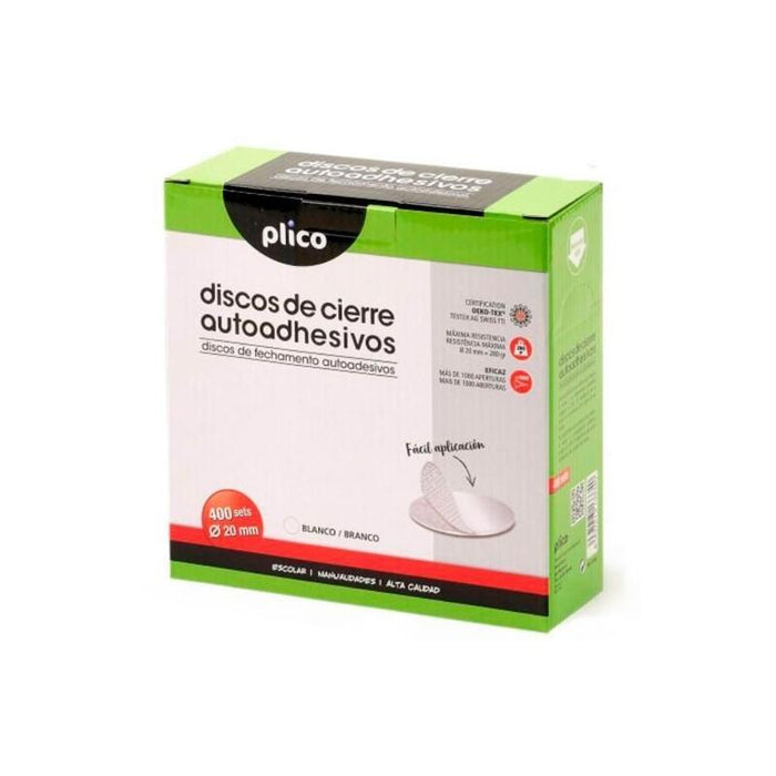 Plico Discos De Cierre Textil Autoadhesivo Ø20mm -Caja 400- Negro