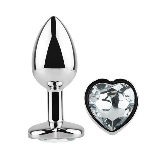 Plug Anal Con Joya De Corazón Blanco Talla L