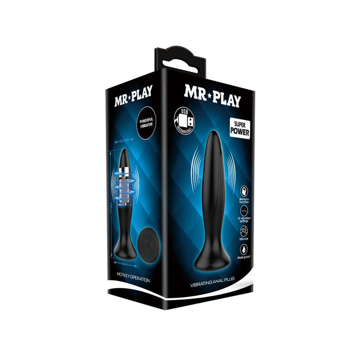 Mr Play - Plug Anal Vibrador Negro Recargable