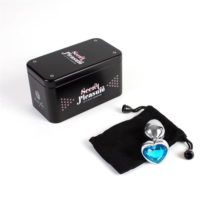 Secretplay - Metal Butt Plug Corazón Azul Talla S 7 Cm