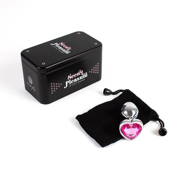 Secretplay - Metal Butt Plug Corazón Fucsia Talla S 7 Cm