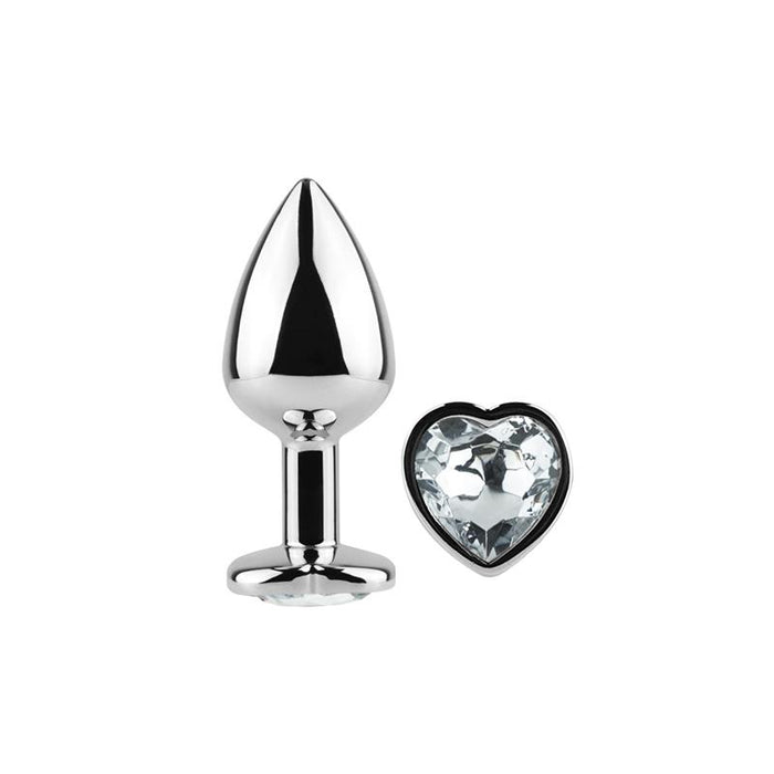 Secretplay - Metal Butt Plug Corazón Transparente Talla S 7 Cm