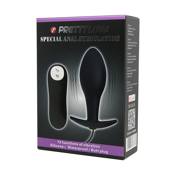 Pretty Love - Plug Anal Silicona Forma Ancla 12 Modos Vibracion Negro