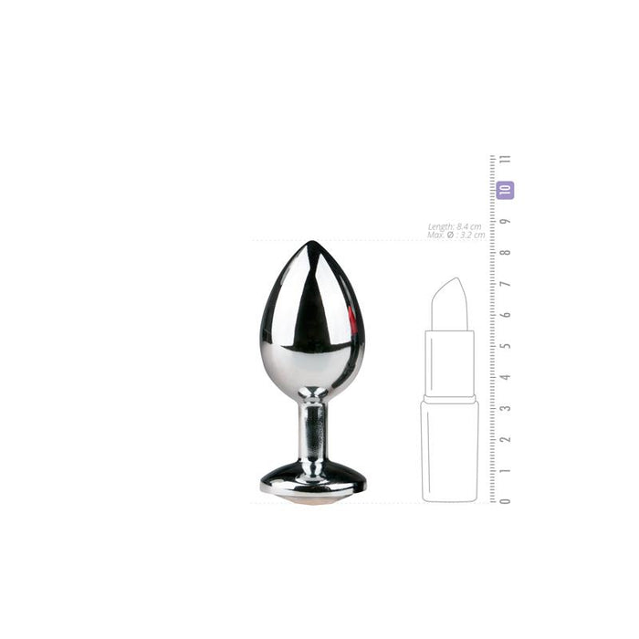 Plug Con Cristal Transparente No.2 Plateado