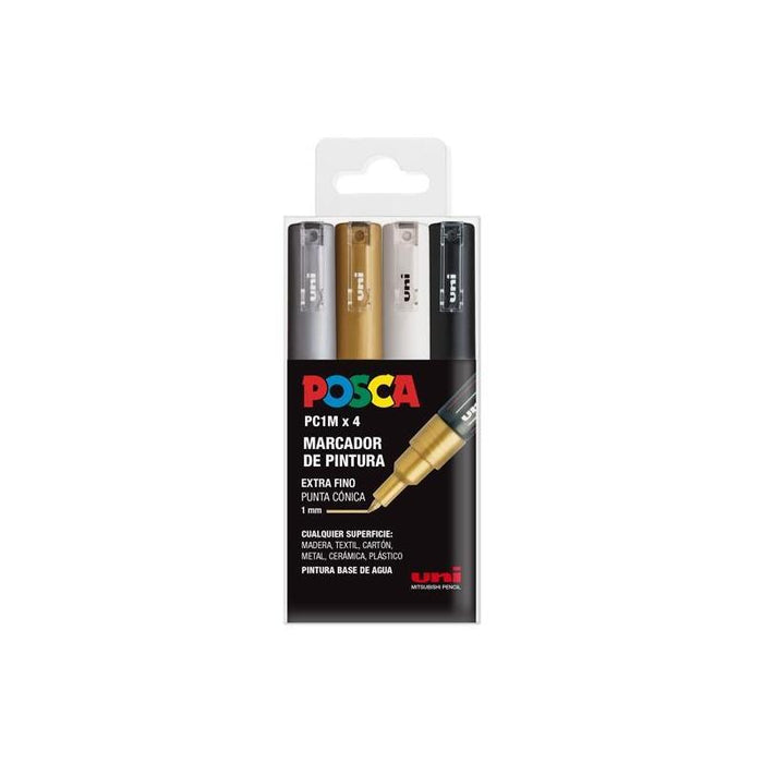Posca Estuche 4 Marcadores  Pc-1m/4c No Permanente Punta Fina 0.7mm C/Surtidos Bwsg
