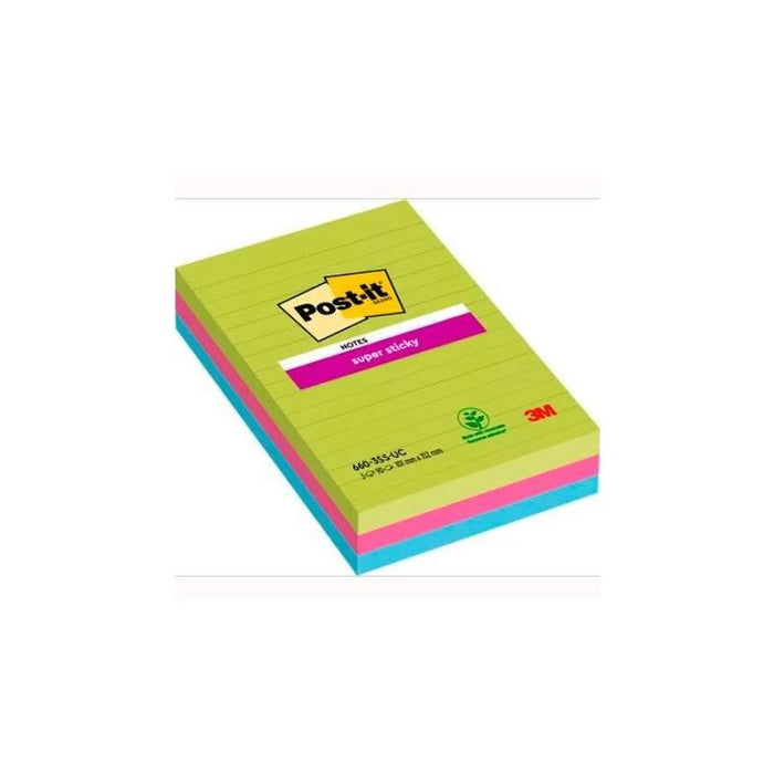 Post-It Blocs Notas Adhesivas Canary Yelllow Formato Xl Con Lineas 100 Hojas 102x152 -Pack 3