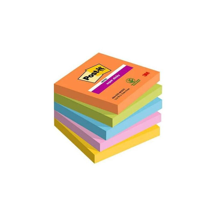 Post-It Blocs Notas Super Sticky 90 Hojas 4 Colores Neón Lugares Boost 76x76 5 Blocs