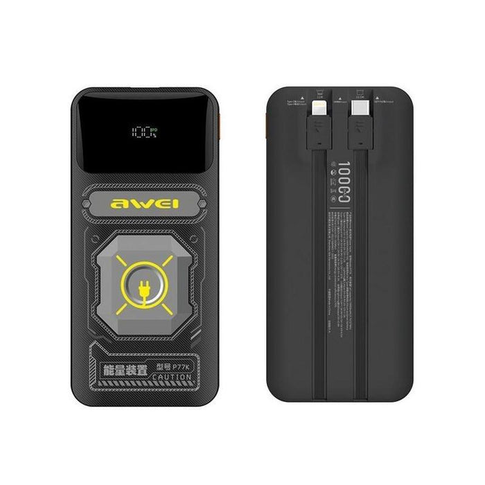 Powerbank 10000mah 22,5w P77k Wbudowane Kable Lightning Usb-C Wyjscia 1xusb+2xusb-C