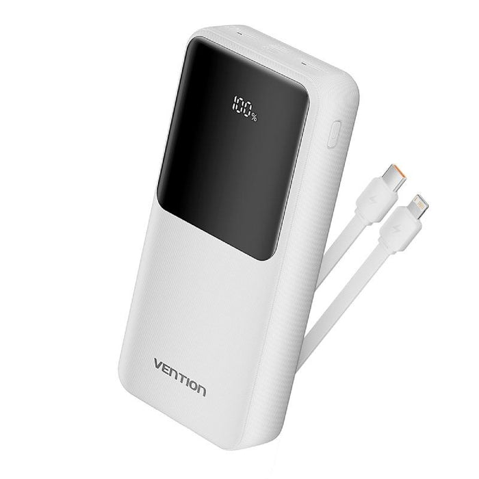 Powerbank 20000mah Vention Fhpw0 22.5w Blanca Incluye Cable Usb Tipo-C Y Lightning