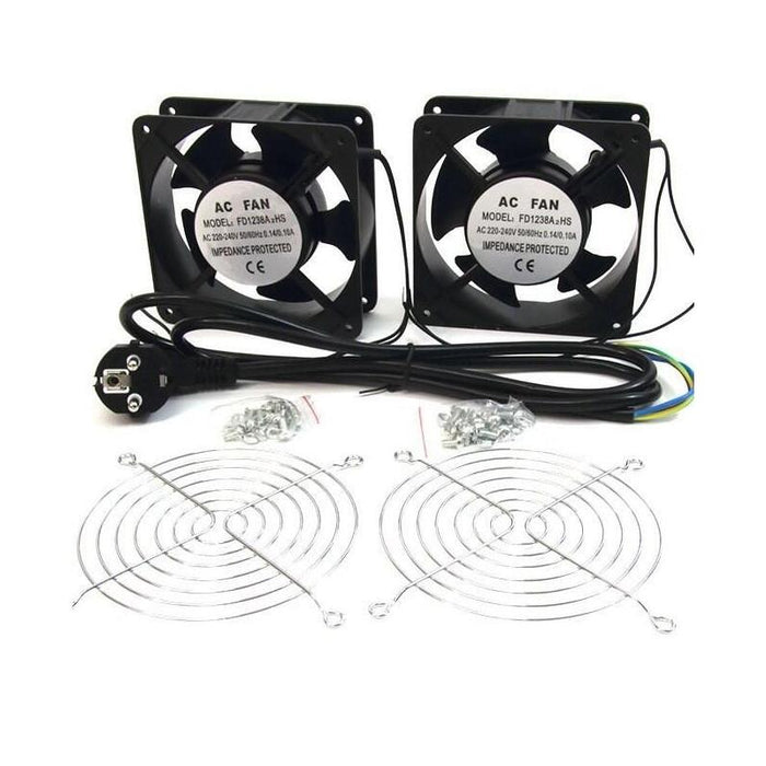 Powergreen Doble Ventilador De 12 Cm Para Armario Rack