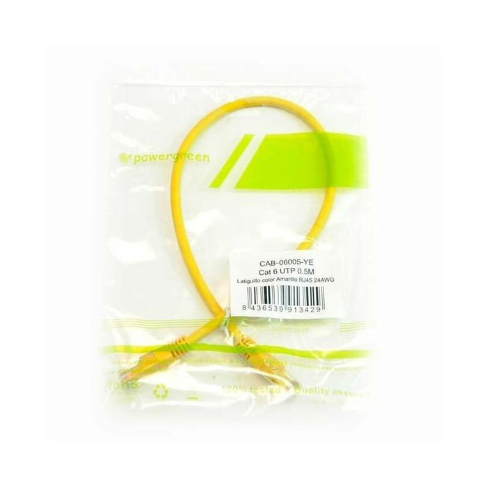 Powergreen Latiguillo Color Amarillo Rj45 Cat 6 Utp 0.5 Metros 0.50 M Amarillo
