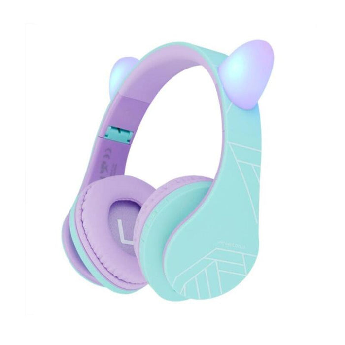 Powerlocus P2 Kids Headphones Purple/Turquoise With Ears