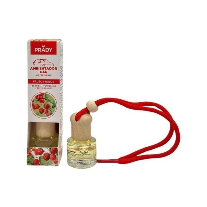 Prady Ambientador Coche Frutos Rojos - Frasco De Cristal 6 Ml Y Cuerda Para Espejo Retrovisor